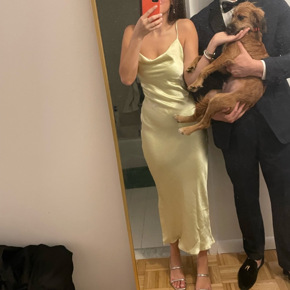 ASOS Yellow Satin Dress- Only wore once!!! size 4- so cute!!!!
